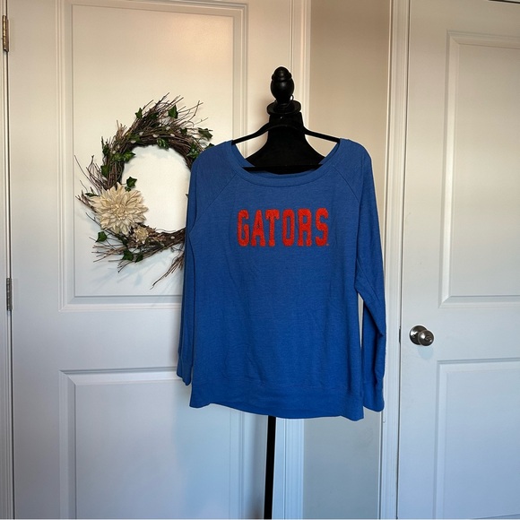 Blue Gators Off-Shoulder Leightweight Sweatshirt - Picture 1 of 3